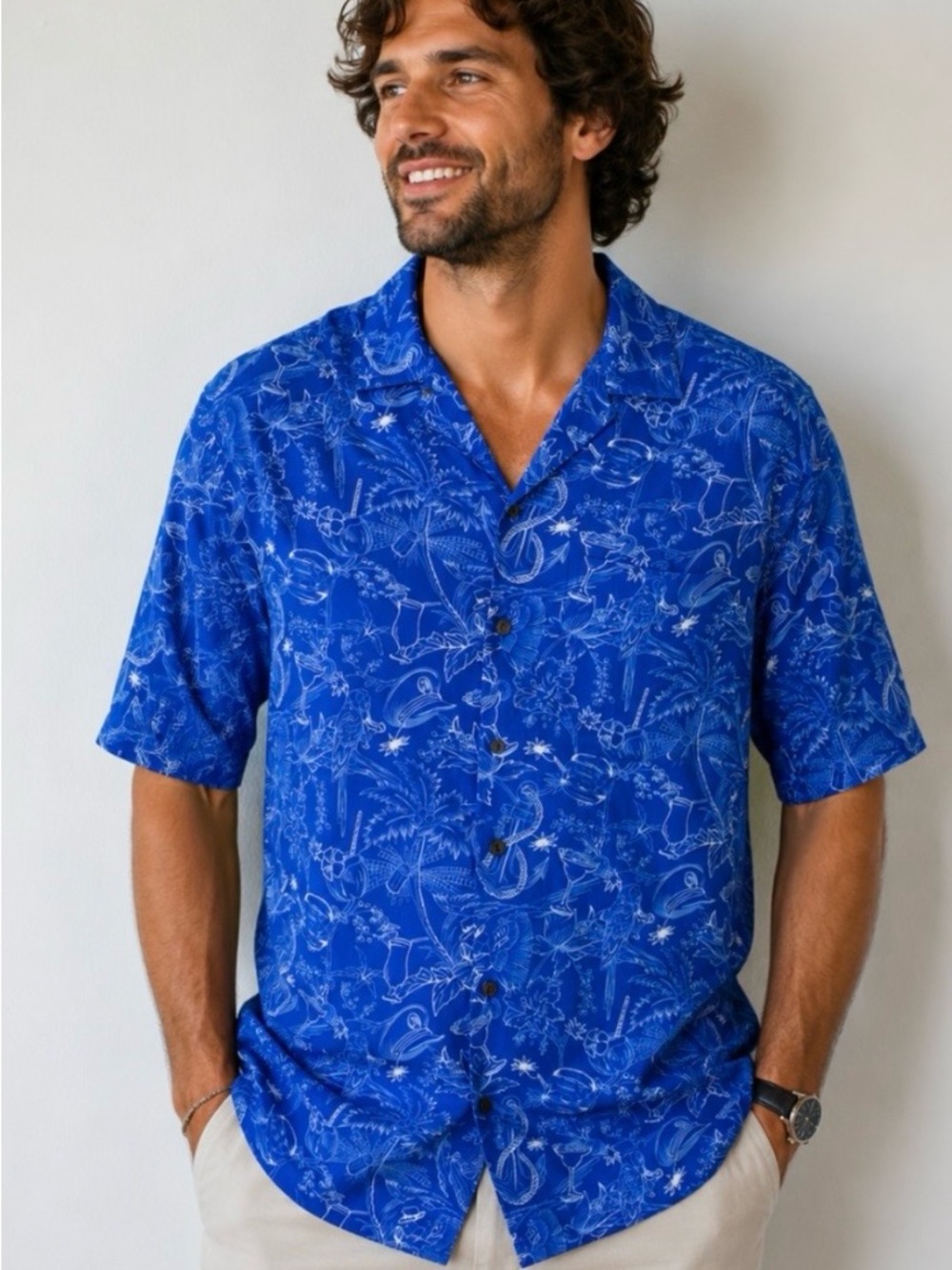 Margaritaville Kenny Flowers Hawaiian Print Short-Sleeve Shirt